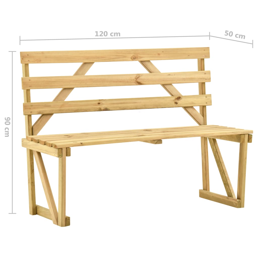 Impregnált fenyőfa kerti pad 120 cm
