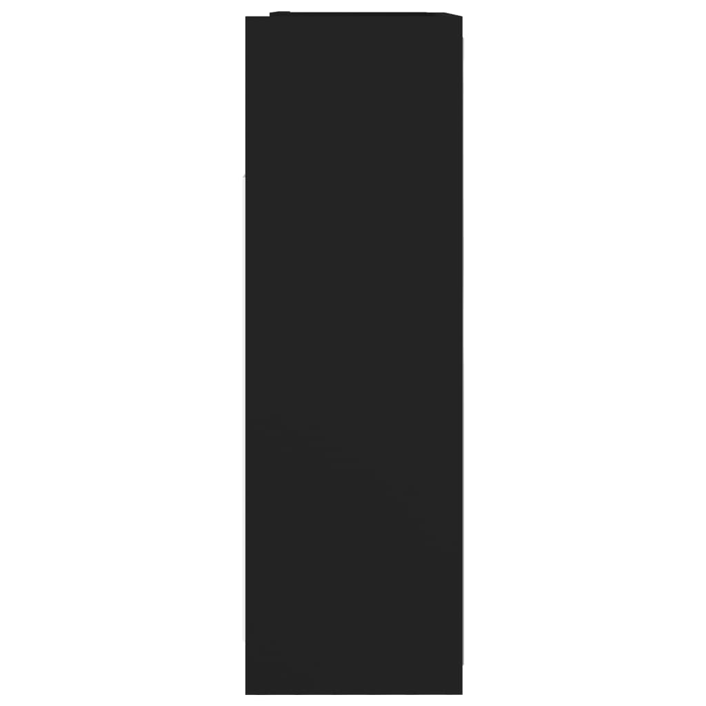 Fekete forgácslap tükrös fürdőszoba szekrény 62,5x20,5x64 cm