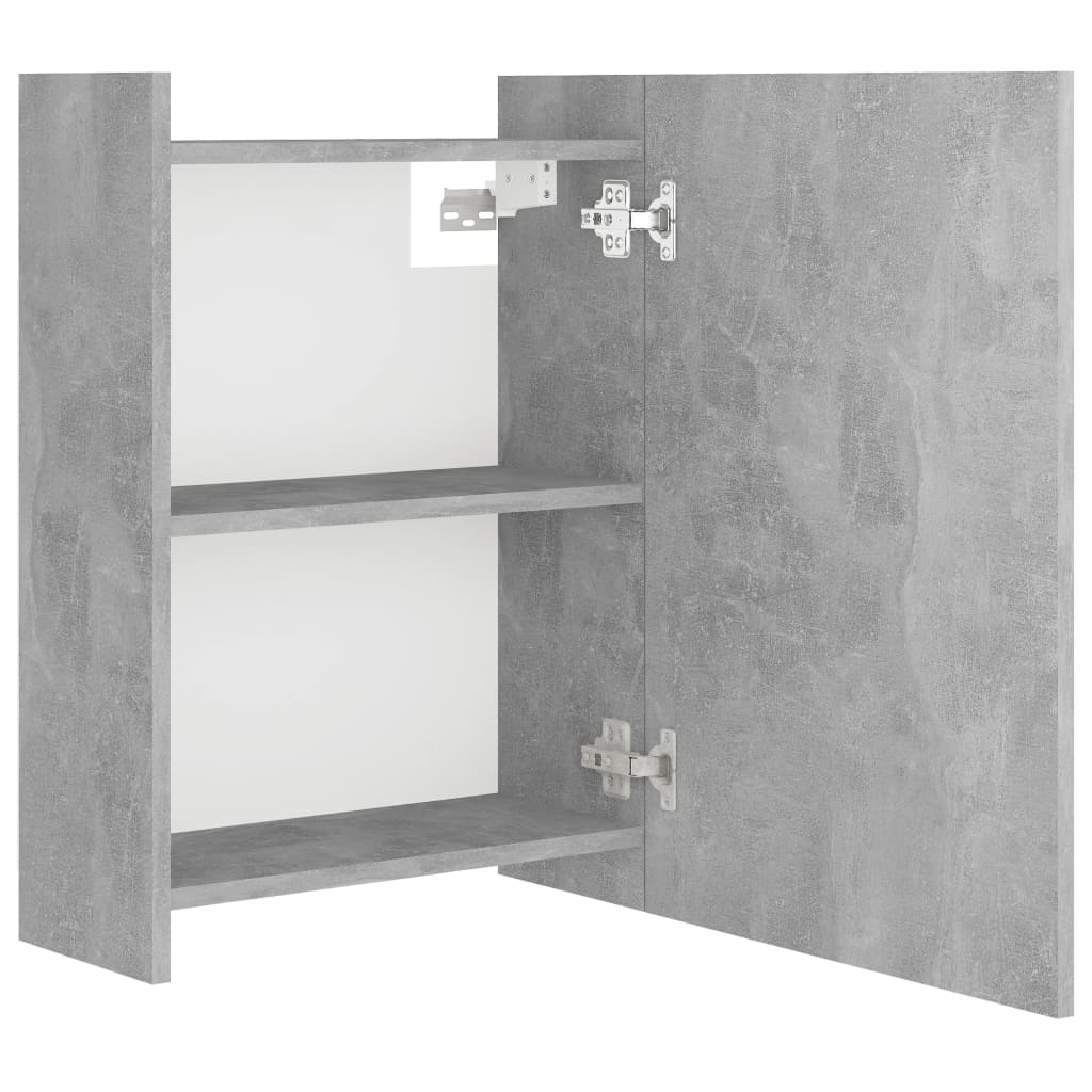 Betonszürke forgácslap tükrös fürdőszobaszekrény 62,5x20,5x64cm