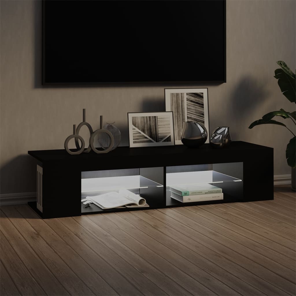 Fekete tv-szekrény led-lámpákkal 135 x 39 x 30 cm Fekete tv-szekrény led-lámpákkal 135 x 39 x 30 cm