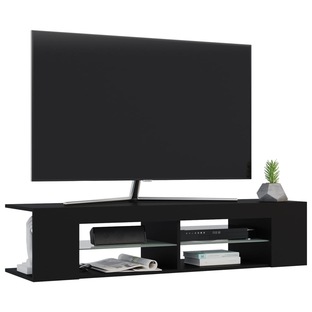 Fekete tv-szekrény led-lámpákkal 135 x 39 x 30 cm Fekete tv-szekrény led-lámpákkal 135 x 39 x 30 cm