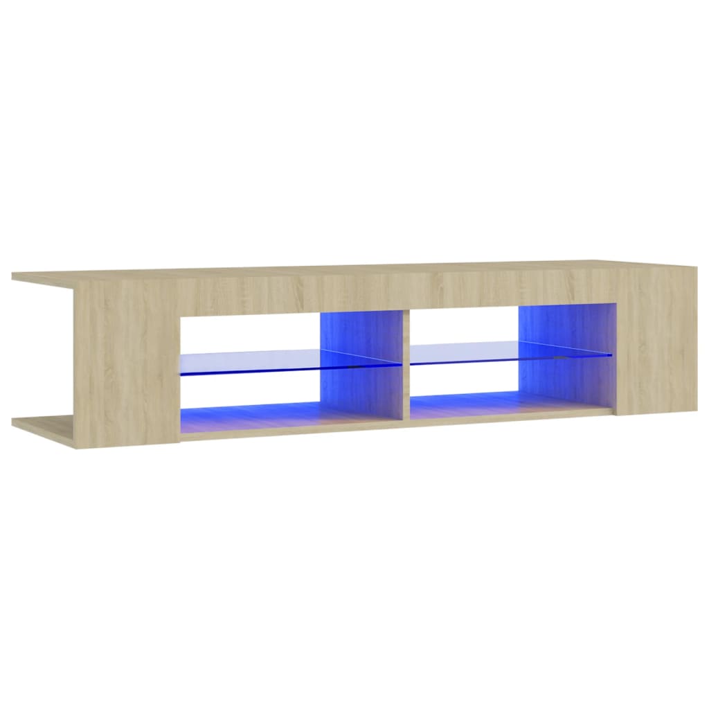 Sonoma-tölgy színű tv-szekrény led-lámpákkal 135 x 39 x 30 cm