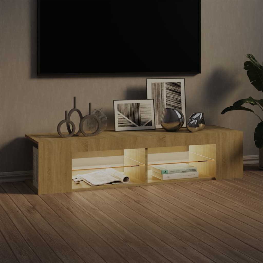 Sonoma-tölgy színű tv-szekrény led-lámpákkal 135 x 39 x 30 cm