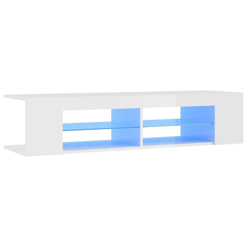 Magasfényű fehér tv-szekrény led-lámpákkal 135 x 39 x 30 cm Magasfényű fehér tv-szekrény led-lámpákkal 135 x 39 x 30 cm