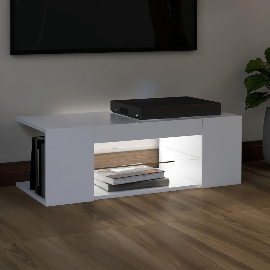 Fehér tv-szekrény led-lámpákkal 90 x 39 x 30 cm