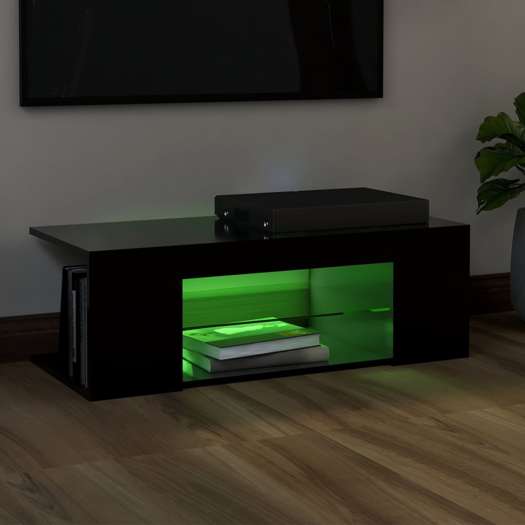 Fekete tv-szekrény led lámpákkal 90 x 39 x 30 cm Fekete tv-szekrény led lámpákkal 90 x 39 x 30 cm