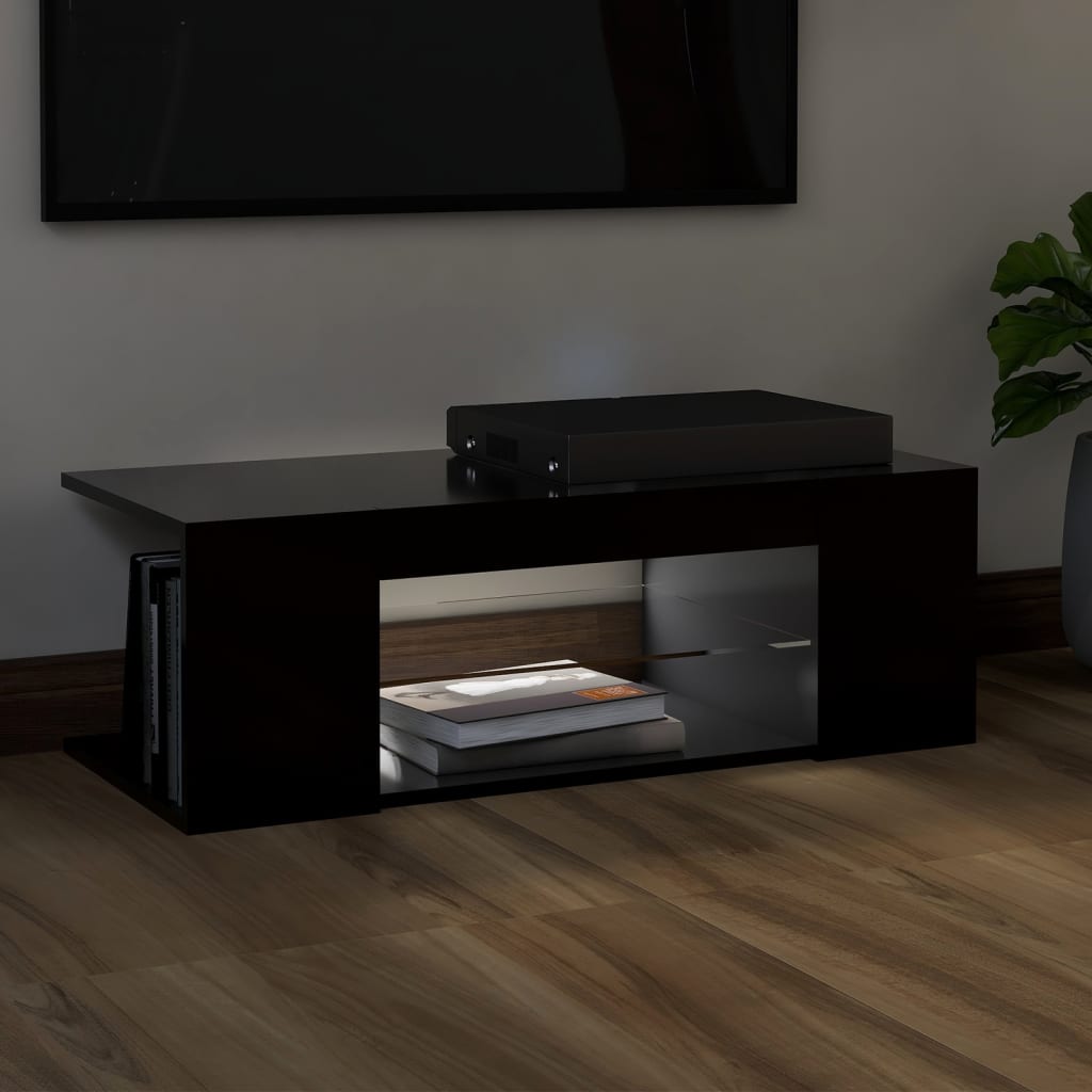 Fekete tv-szekrény led lámpákkal 90 x 39 x 30 cm Fekete tv-szekrény led lámpákkal 90 x 39 x 30 cm