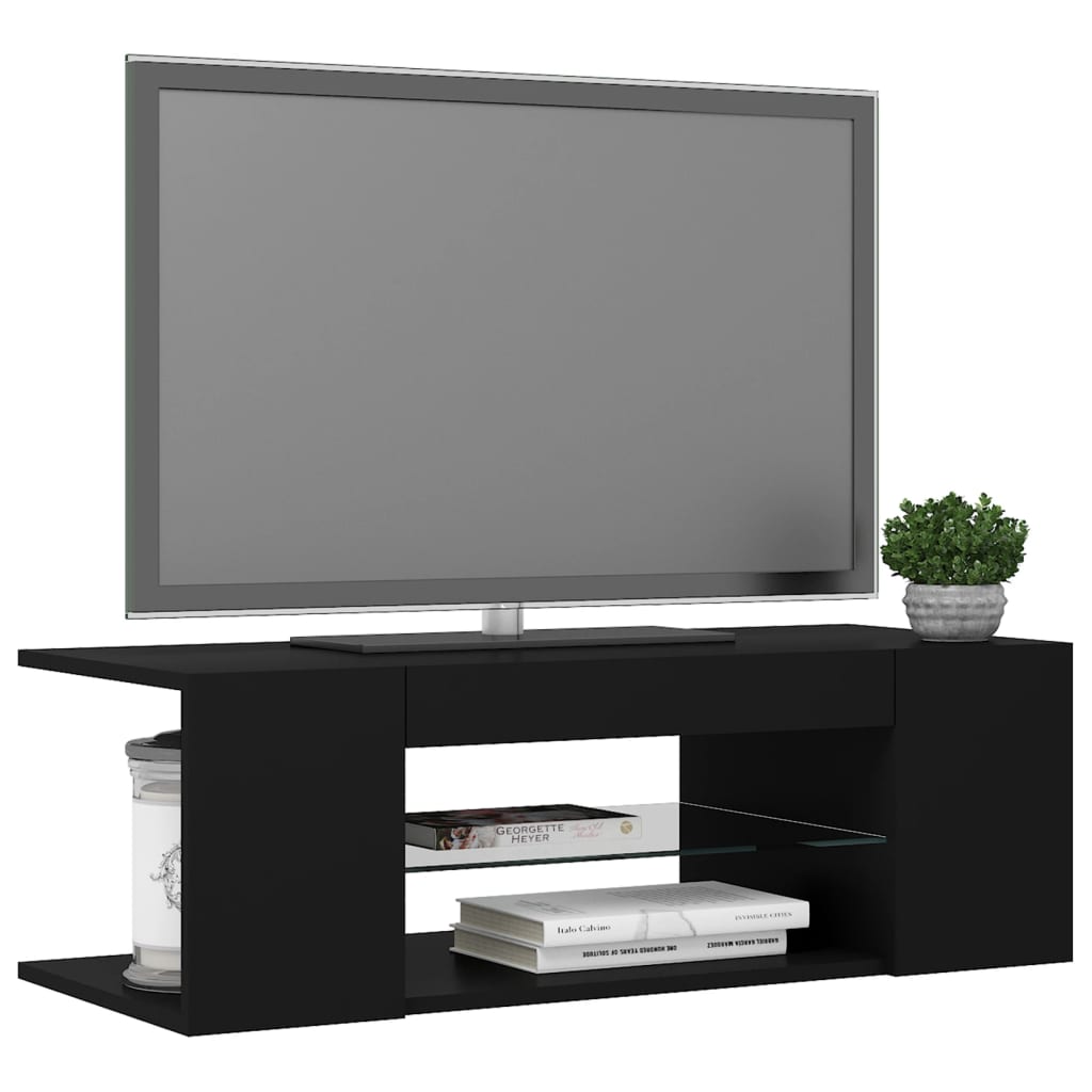 Fekete tv-szekrény led lámpákkal 90 x 39 x 30 cm Fekete tv-szekrény led lámpákkal 90 x 39 x 30 cm