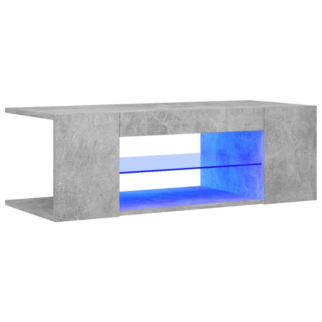 Betonszürke tv-szekrény led lámpákkal 90 x 39 x 30 cm