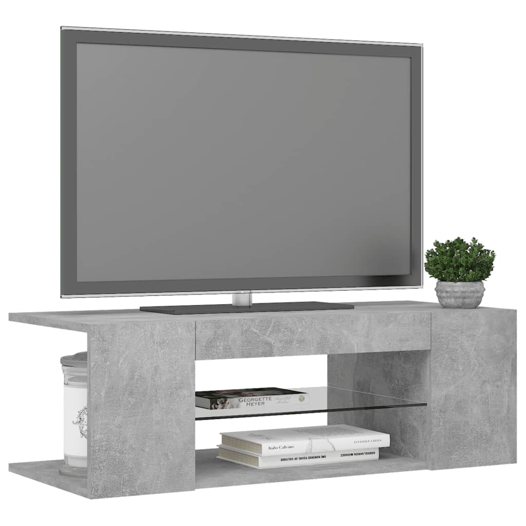 Betonszürke tv-szekrény led lámpákkal 90 x 39 x 30 cm