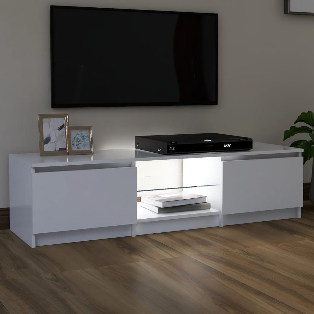 Fehér tv-szekrény led-világítással 140 x 40 x 35,5 cm Fehér tv-szekrény led-világítással 140 x 40 x 35,5 cm