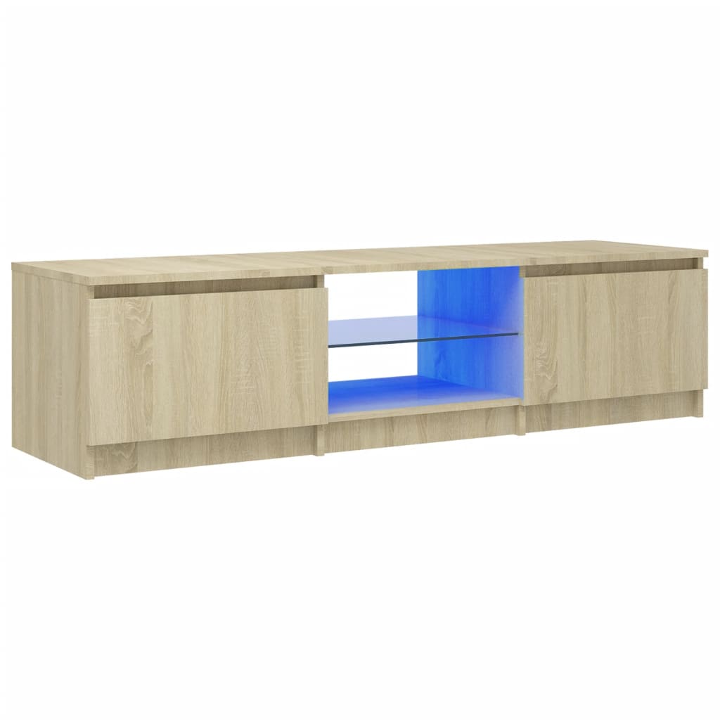 Sonoma tölgy színű tv-szekrény led-lámpákkal 140 x 40 x 35,5 cm Sonoma tölgy színű tv-szekrény led-lámpákkal 140 x 40 x 35,5 cm