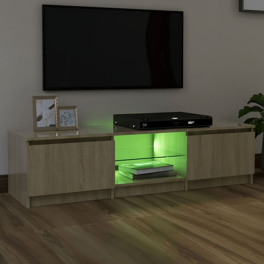 Sonoma tölgy színű tv-szekrény led-lámpákkal 140 x 40 x 35,5 cm Sonoma tölgy színű tv-szekrény led-lámpákkal 140 x 40 x 35,5 cm