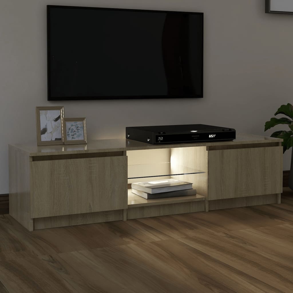 Sonoma tölgy színű tv-szekrény led-lámpákkal 140 x 40 x 35,5 cm Sonoma tölgy színű tv-szekrény led-lámpákkal 140 x 40 x 35,5 cm