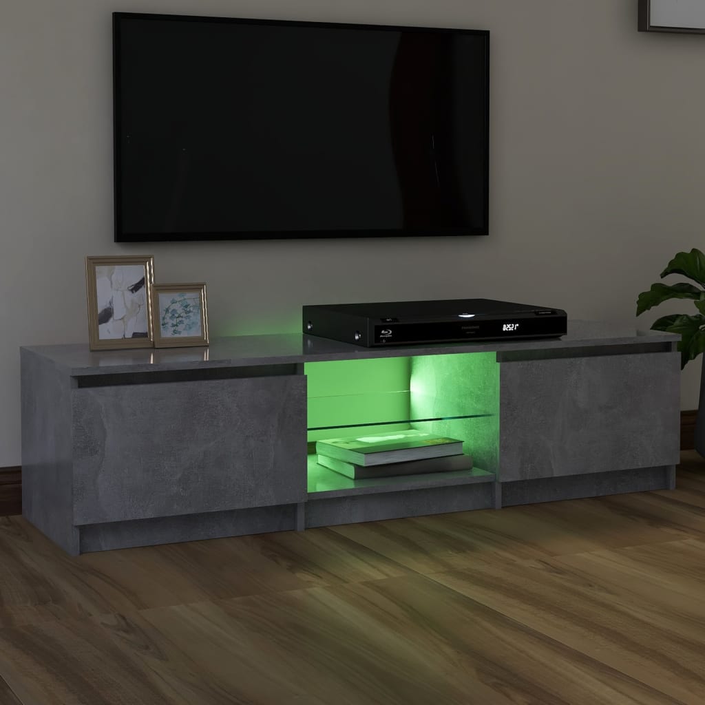 Betonszürke tv-szekrény led-lámpákkal 140 x 40 x 35,5 cm Betonszürke tv-szekrény led-lámpákkal 140 x 40 x 35,5 cm