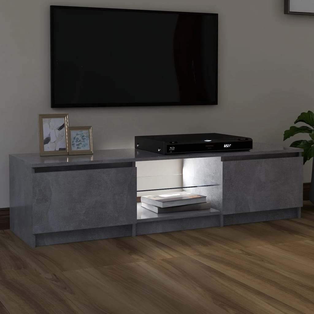 Betonszürke tv-szekrény led-lámpákkal 140 x 40 x 35,5 cm Betonszürke tv-szekrény led-lámpákkal 140 x 40 x 35,5 cm