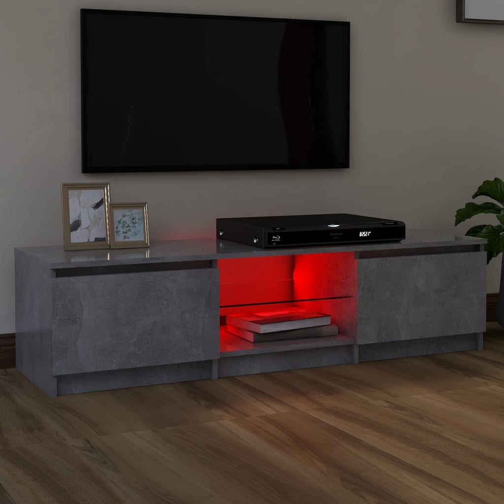 Betonszürke tv-szekrény led-lámpákkal 140 x 40 x 35,5 cm Betonszürke tv-szekrény led-lámpákkal 140 x 40 x 35,5 cm