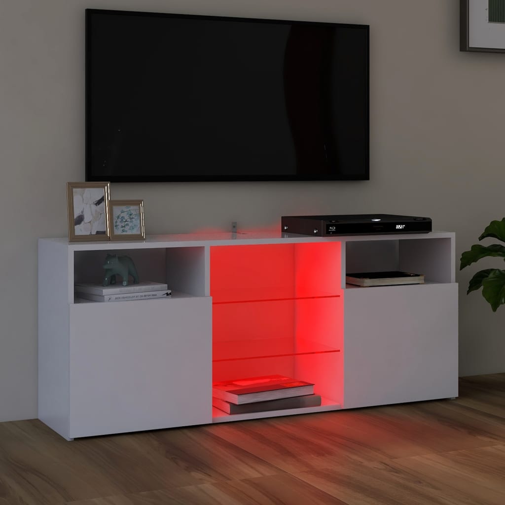 Fehér tv-szekrény led-lámpákkal 120 x 35 x 50 cm