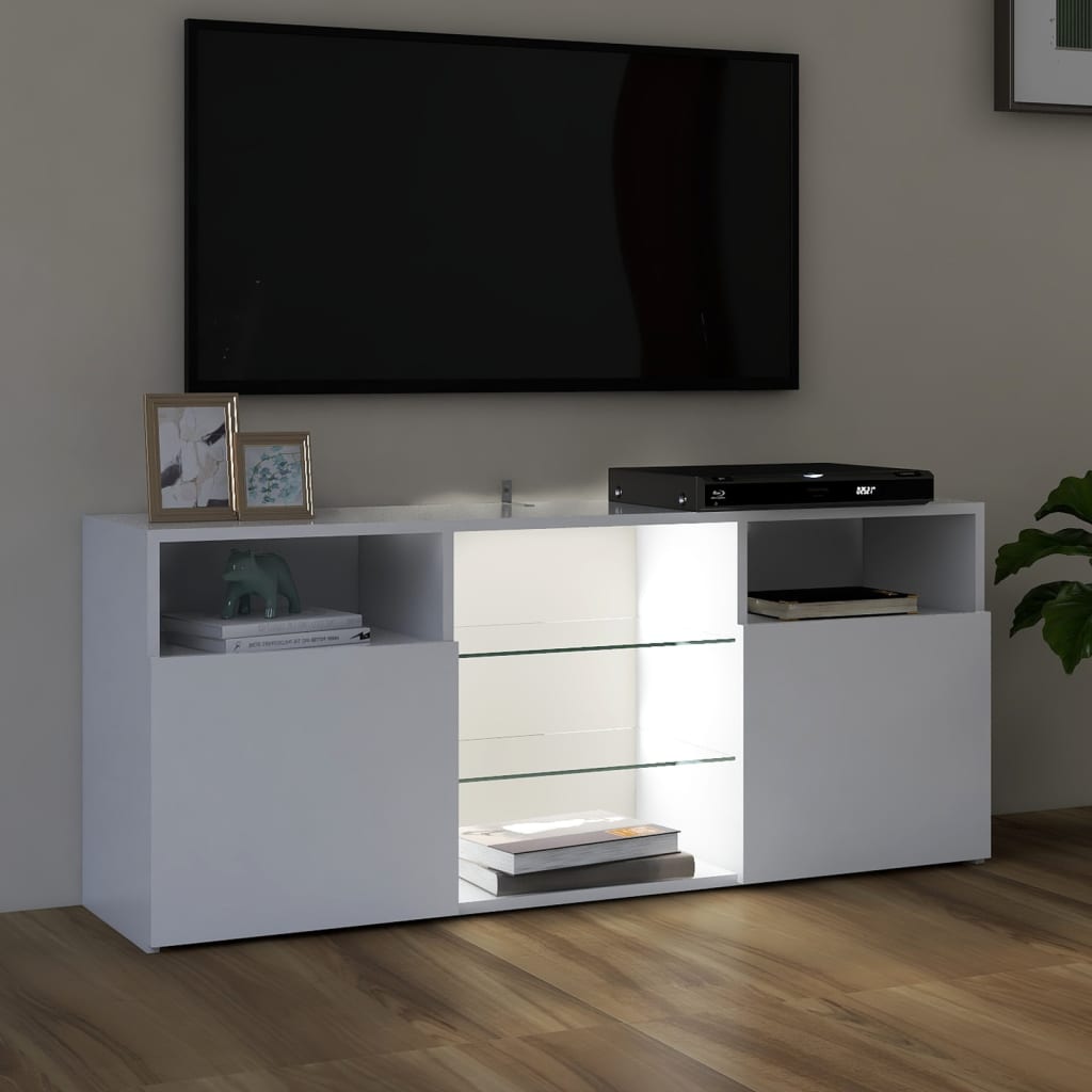 Fehér tv-szekrény led-lámpákkal 120 x 35 x 50 cm