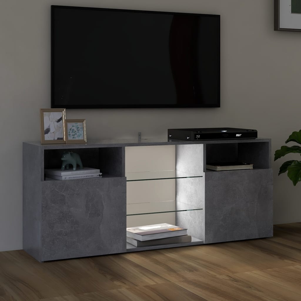Betonszürke tv-szekrény led-lámpákkal 120 x 35 x 50 cm Betonszürke tv-szekrény led-lámpákkal 120 x 35 x 50 cm