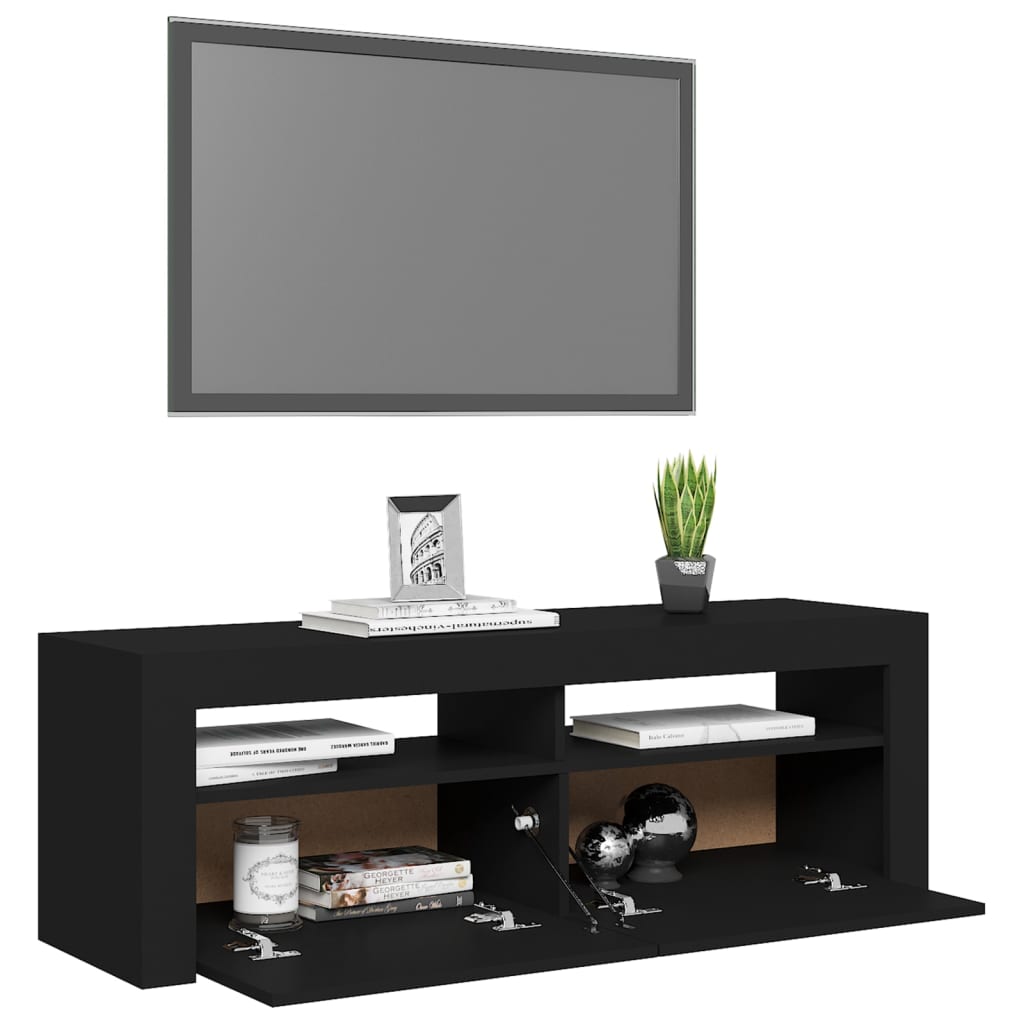 Fekete tv-szekrény led-lámpákkal 120 x 35 x 40 cm Fekete tv-szekrény led-lámpákkal 120 x 35 x 40 cm
