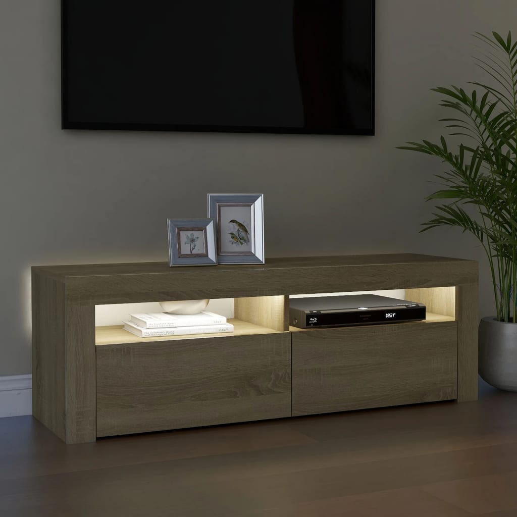 Sonoma-tölgy színű tv-szekrény led-lámpákkal 120 x 35 x 40 cm Sonoma-tölgy színű tv-szekrény led-lámpákkal 120 x 35 x 40 cm