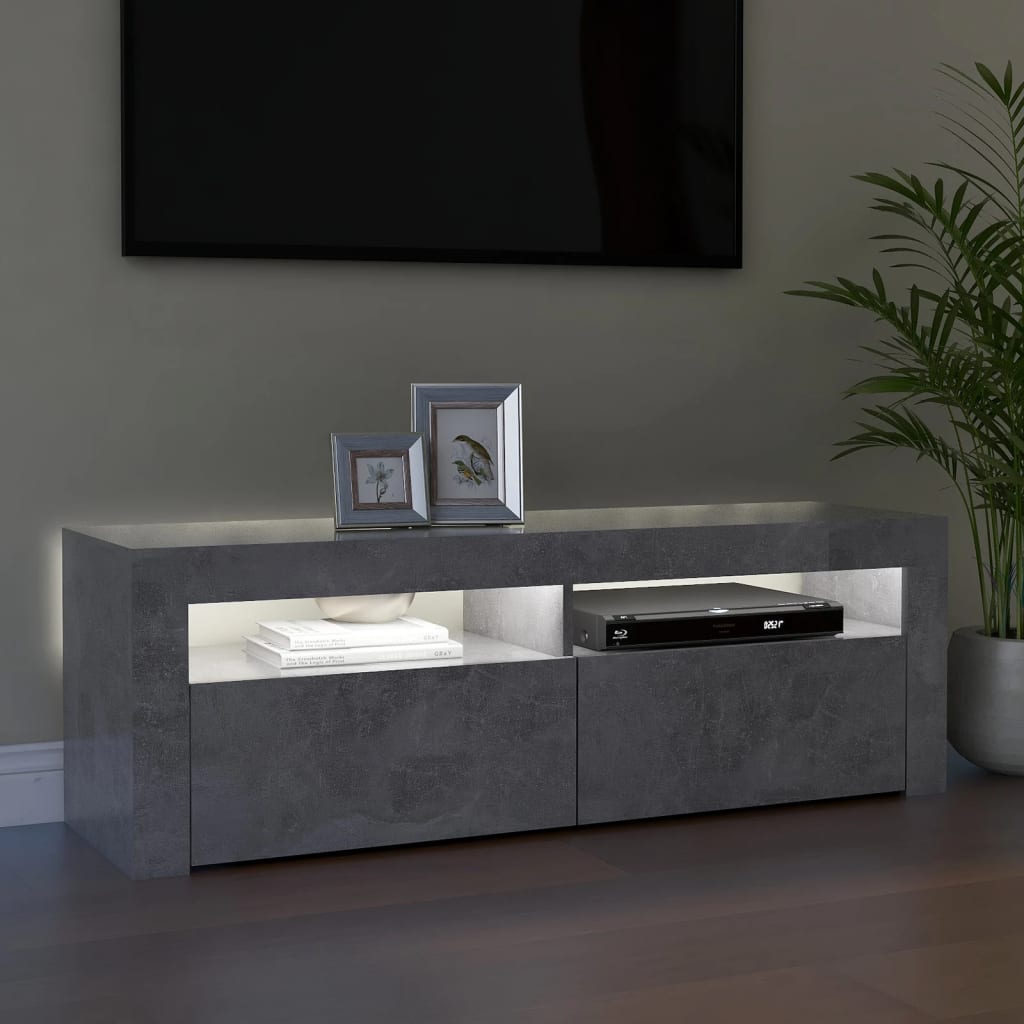 Betonszürke tv-szekrény led-lámpákkal 120 x 35 x 40 cm Betonszürke tv-szekrény led-lámpákkal 120 x 35 x 40 cm