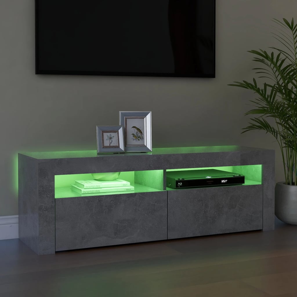 Betonszürke tv-szekrény led-lámpákkal 120 x 35 x 40 cm Betonszürke tv-szekrény led-lámpákkal 120 x 35 x 40 cm