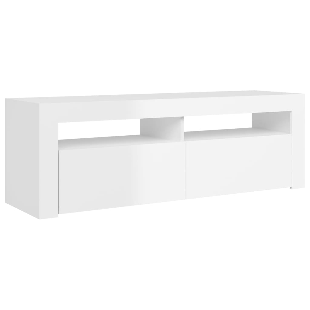 Magasfényű fehér tv-szekrény led-lámpákkal 120 x 35 x 40 cm