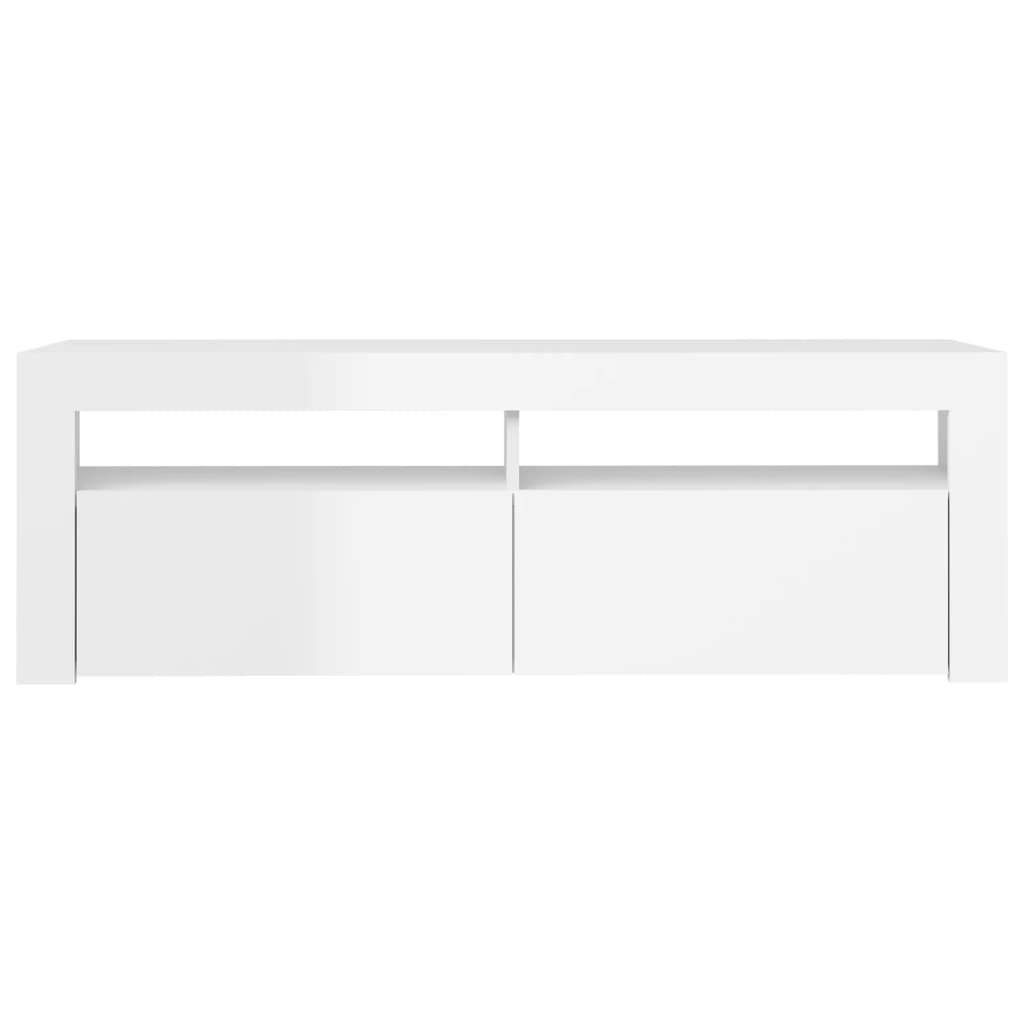 Magasfényű fehér tv-szekrény led-lámpákkal 120 x 35 x 40 cm