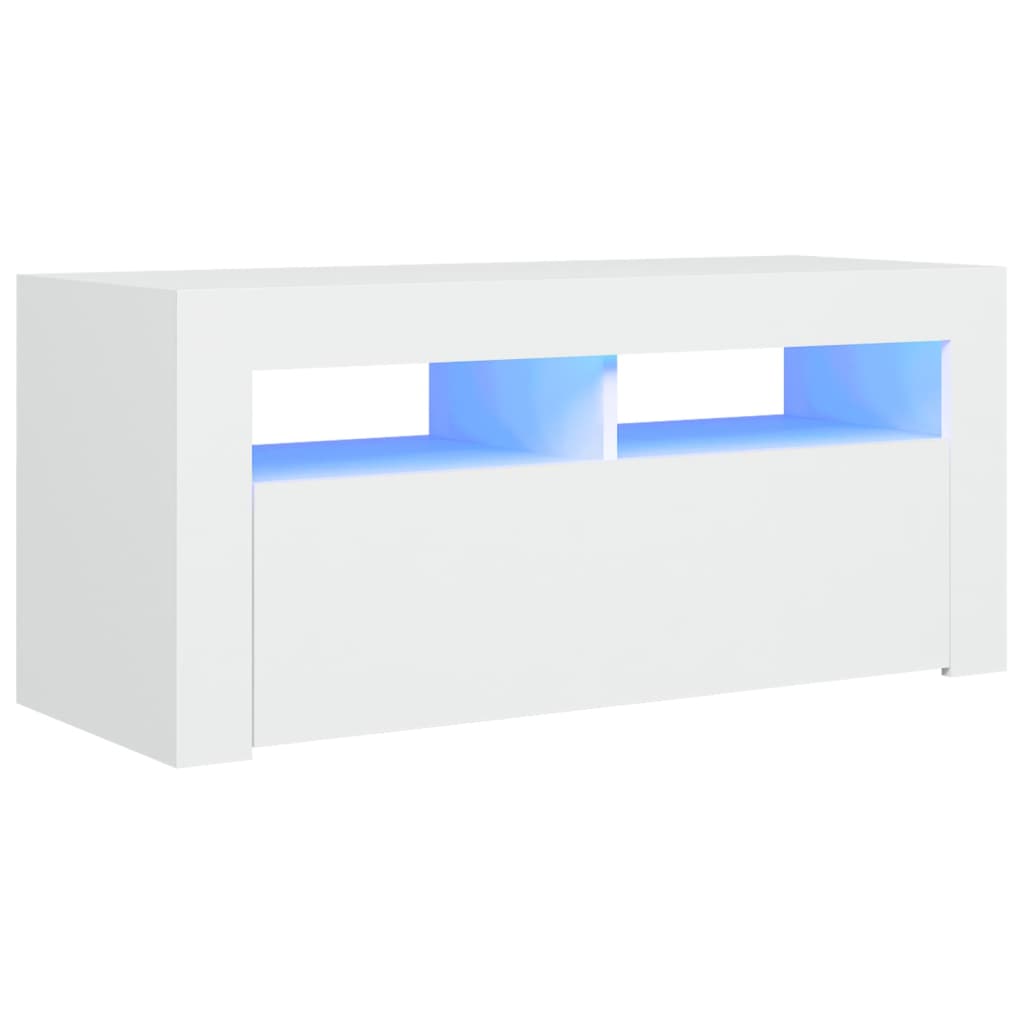 Fehér tv-szekrény led-lámpákkal 90 x 35 x 40 cm