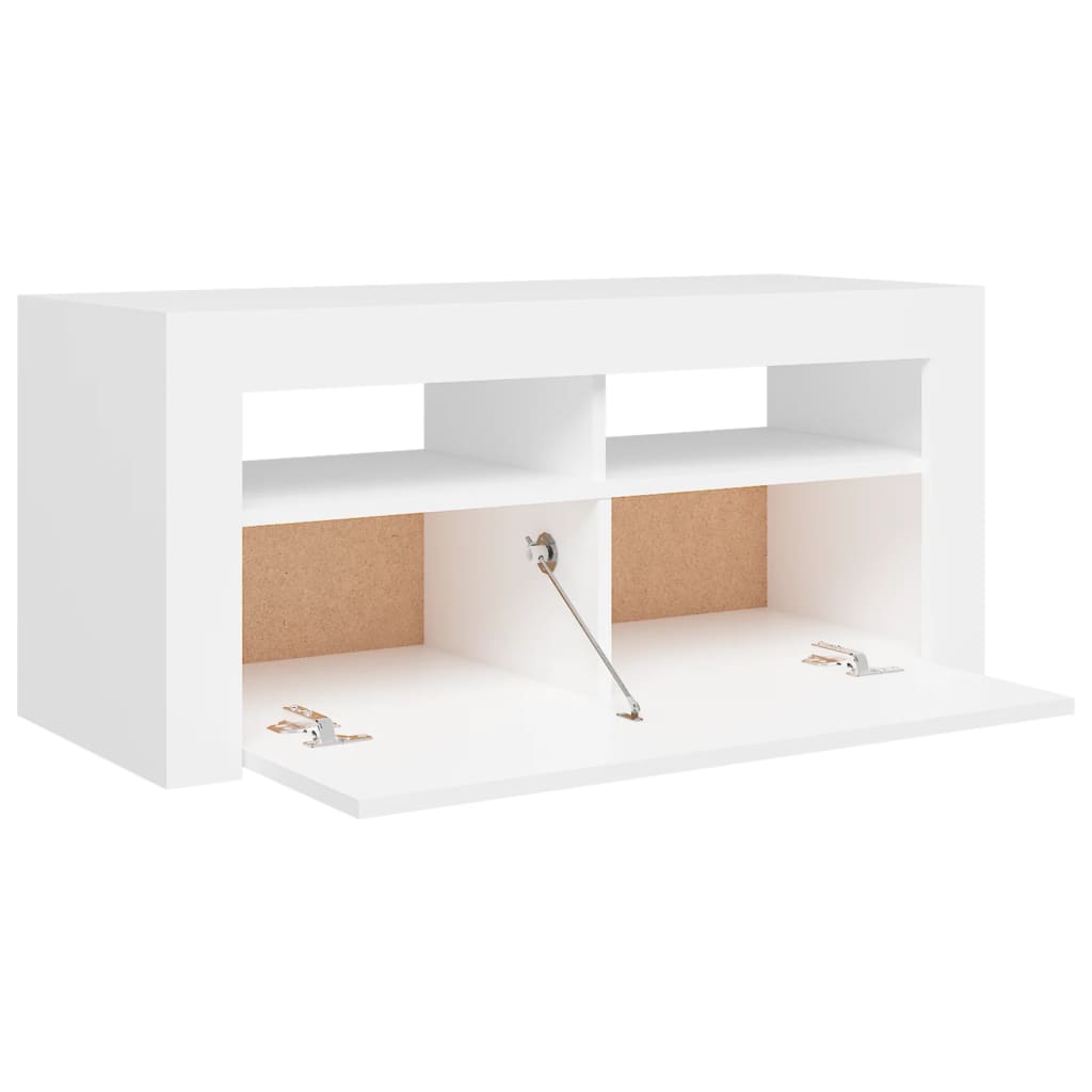 Fehér tv-szekrény led-lámpákkal 90 x 35 x 40 cm
