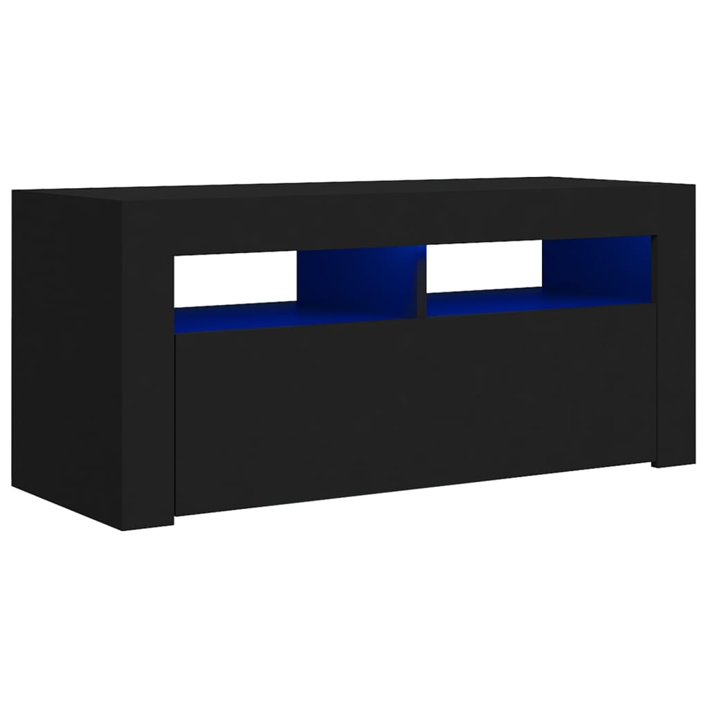 Fekete tv-szekrény led-lámpákkal 90 x 35 x 40 cm