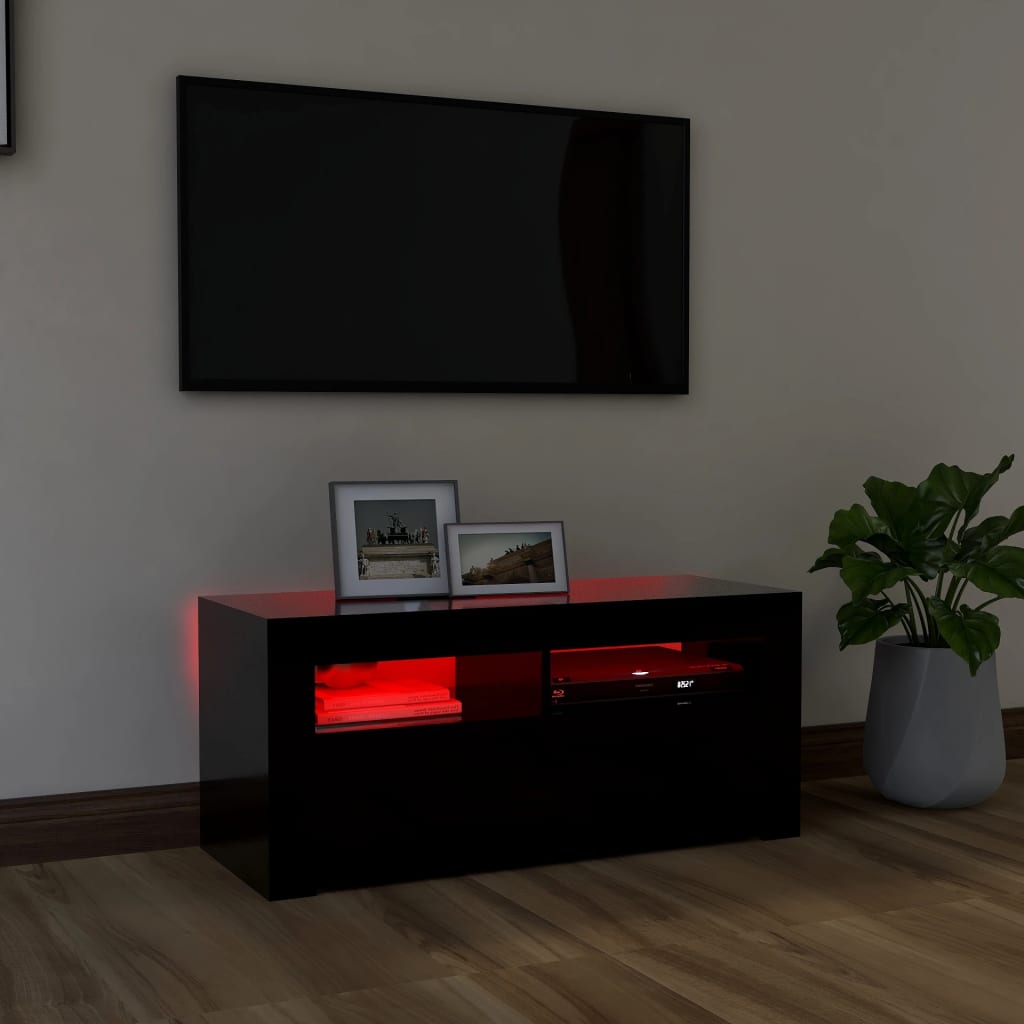 Fekete tv-szekrény led-lámpákkal 90 x 35 x 40 cm