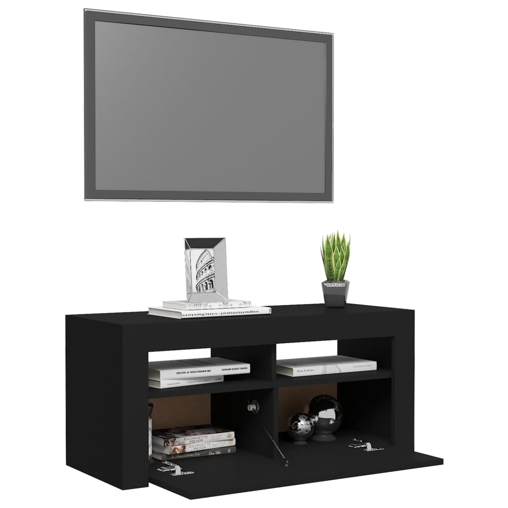 Fekete tv-szekrény led-lámpákkal 90 x 35 x 40 cm