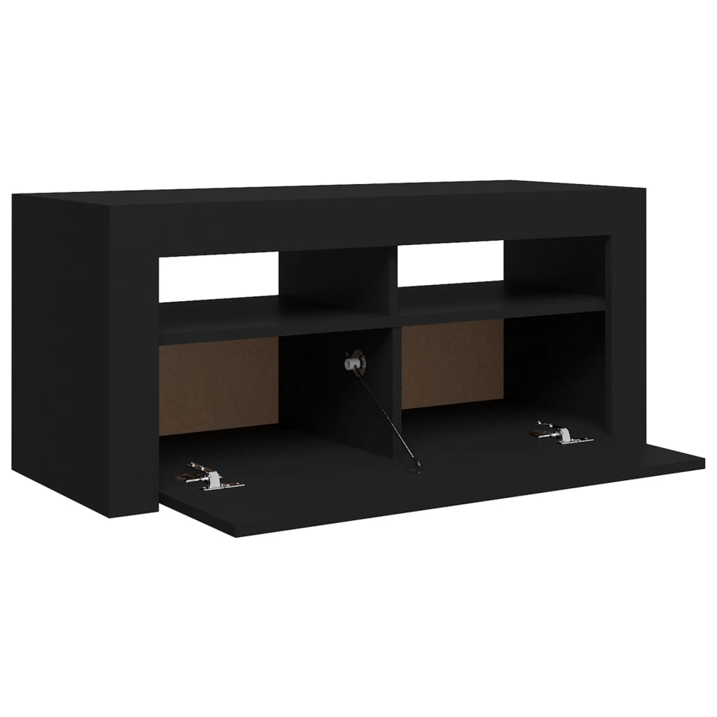 Fekete tv-szekrény led-lámpákkal 90 x 35 x 40 cm