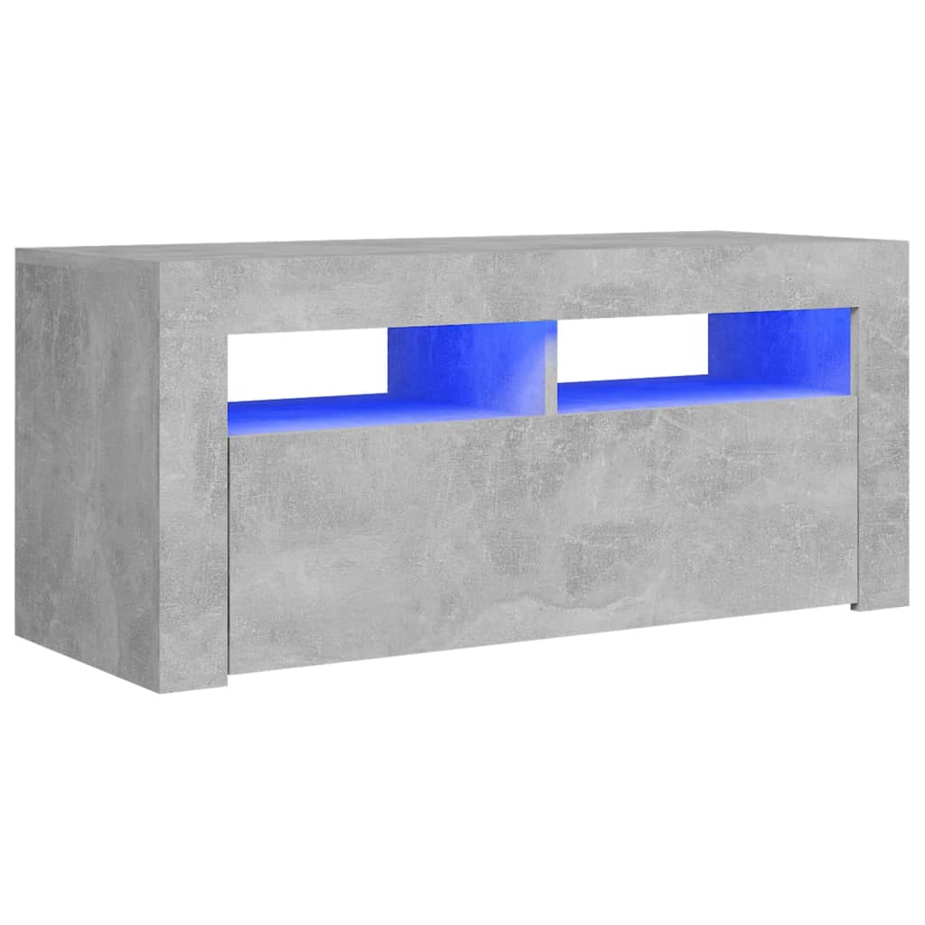 Betonszürke tv-szekrény led-lámpákkal 90 x 35 x 40 cm