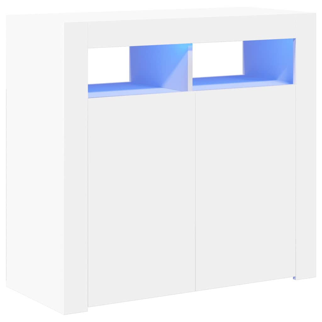 Fehér tálalószekrény led-világítással 80 x 35 x 75 cm