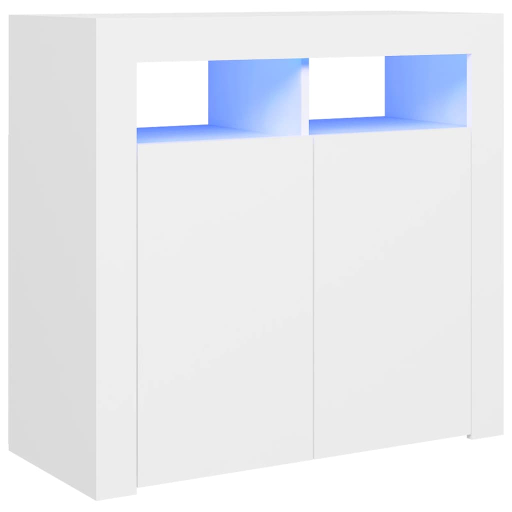 Fehér tálalószekrény led-világítással 80 x 35 x 75 cm