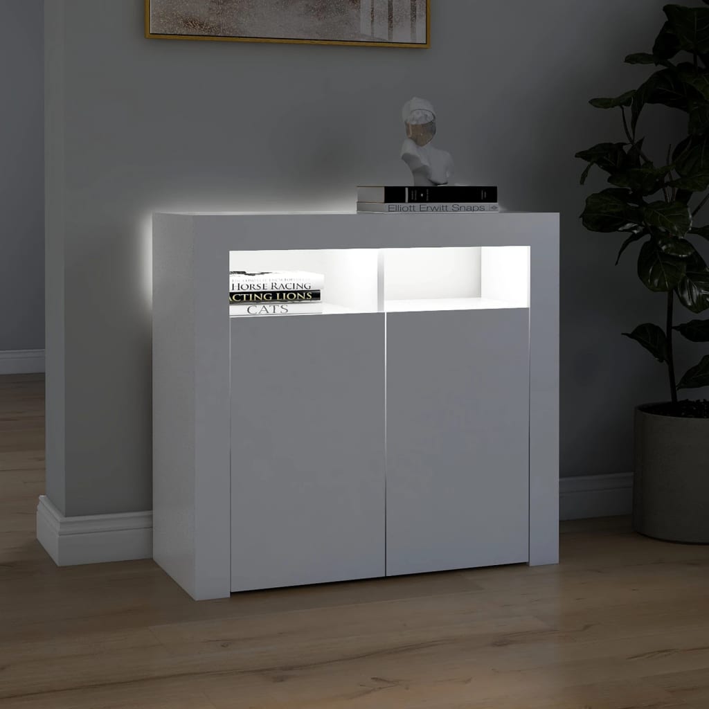 Fehér tálalószekrény led-világítással 80 x 35 x 75 cm