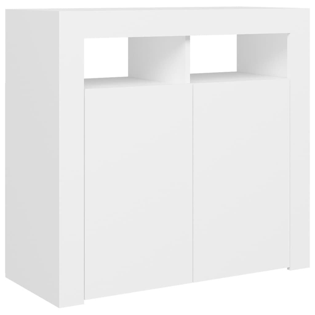 Fehér tálalószekrény led-világítással 80 x 35 x 75 cm