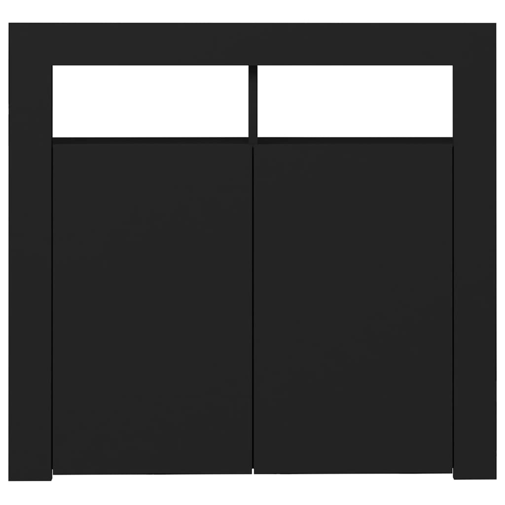 Fekete tálalószekrény led-világítással 80 x 35 x 75 cm