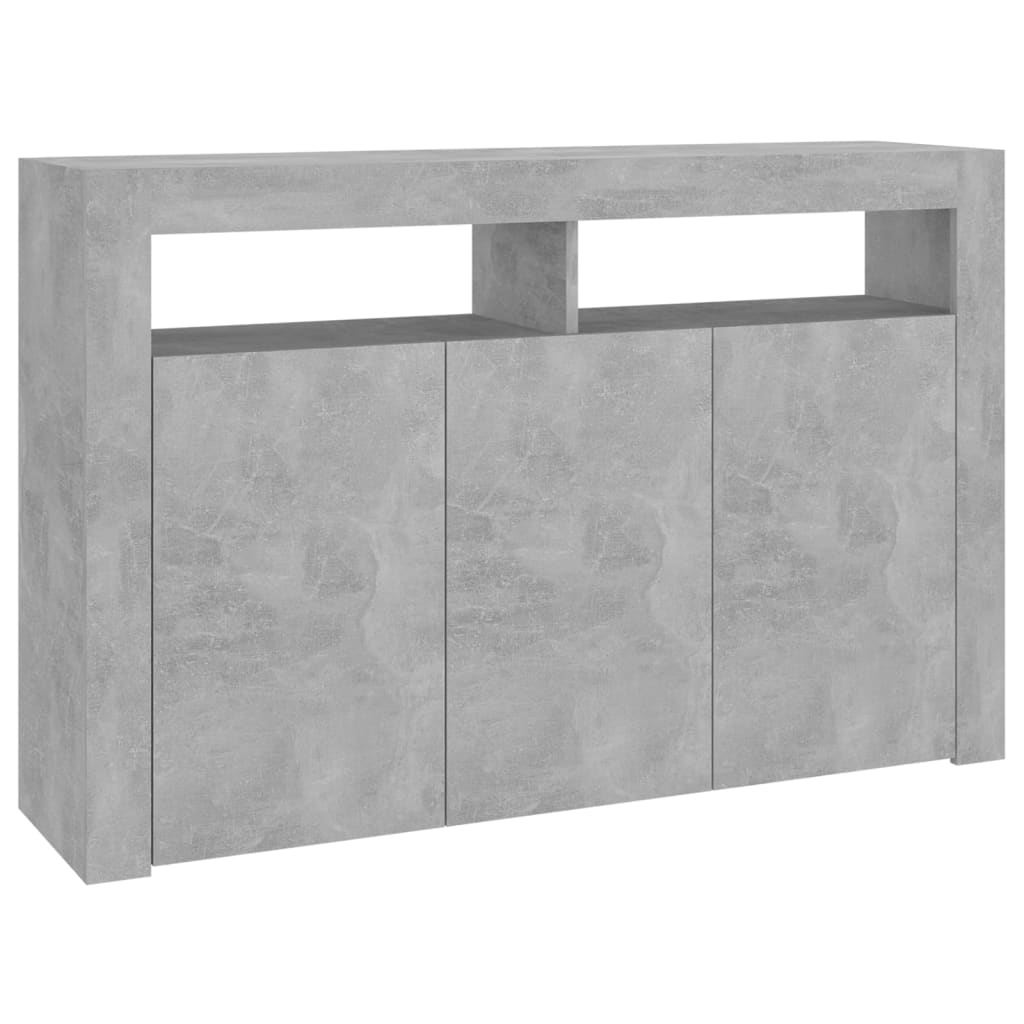 Betonszürke tálalószekrény led-világítással 115,5 x 30 x 75 cm