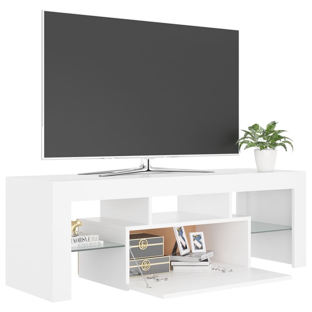 Fehér tv-szekrény led-lámpákkal 120 x 35 x 40 cm Fehér tv-szekrény led-lámpákkal 120 x 35 x 40 cm