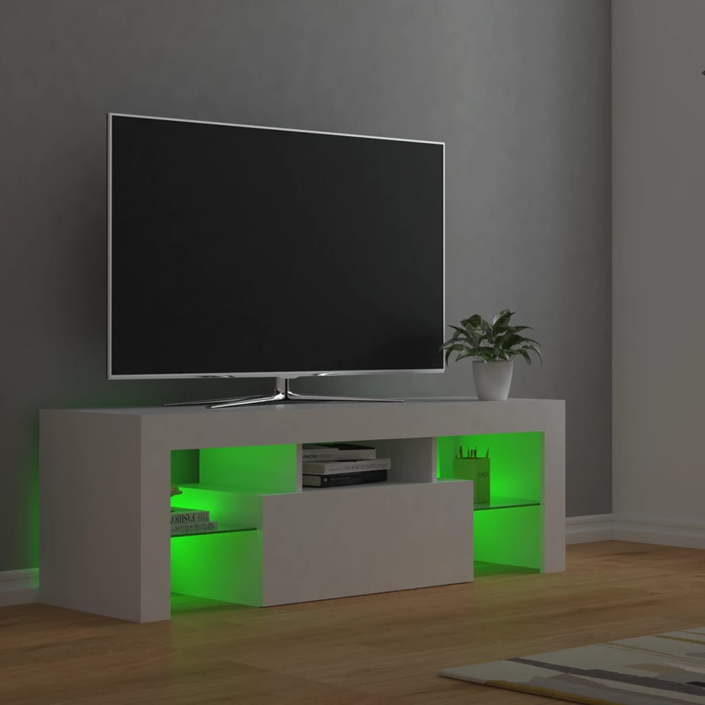 Fehér tv-szekrény led-lámpákkal 120 x 35 x 40 cm Fehér tv-szekrény led-lámpákkal 120 x 35 x 40 cm