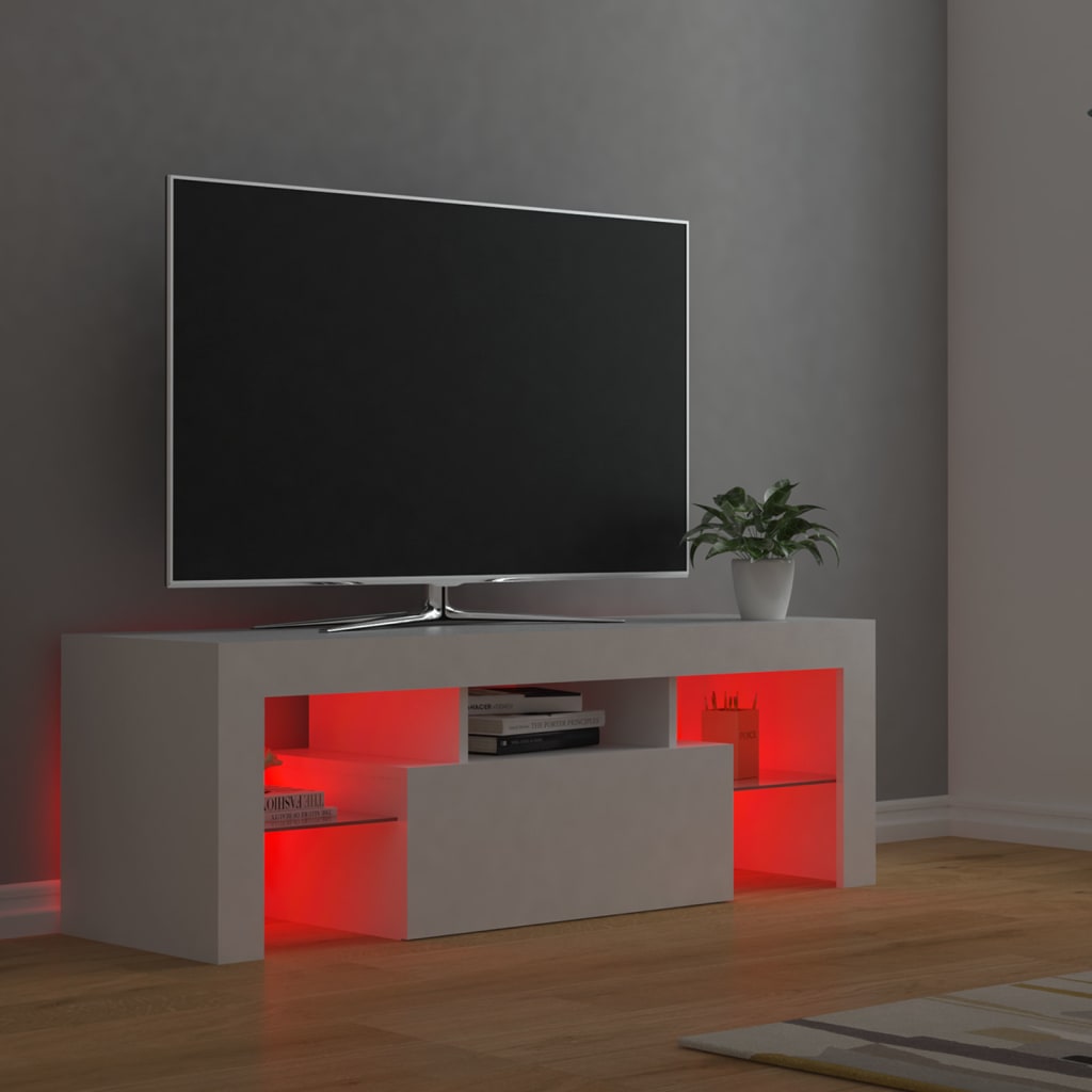 Fehér tv-szekrény led-lámpákkal 120 x 35 x 40 cm Fehér tv-szekrény led-lámpákkal 120 x 35 x 40 cm