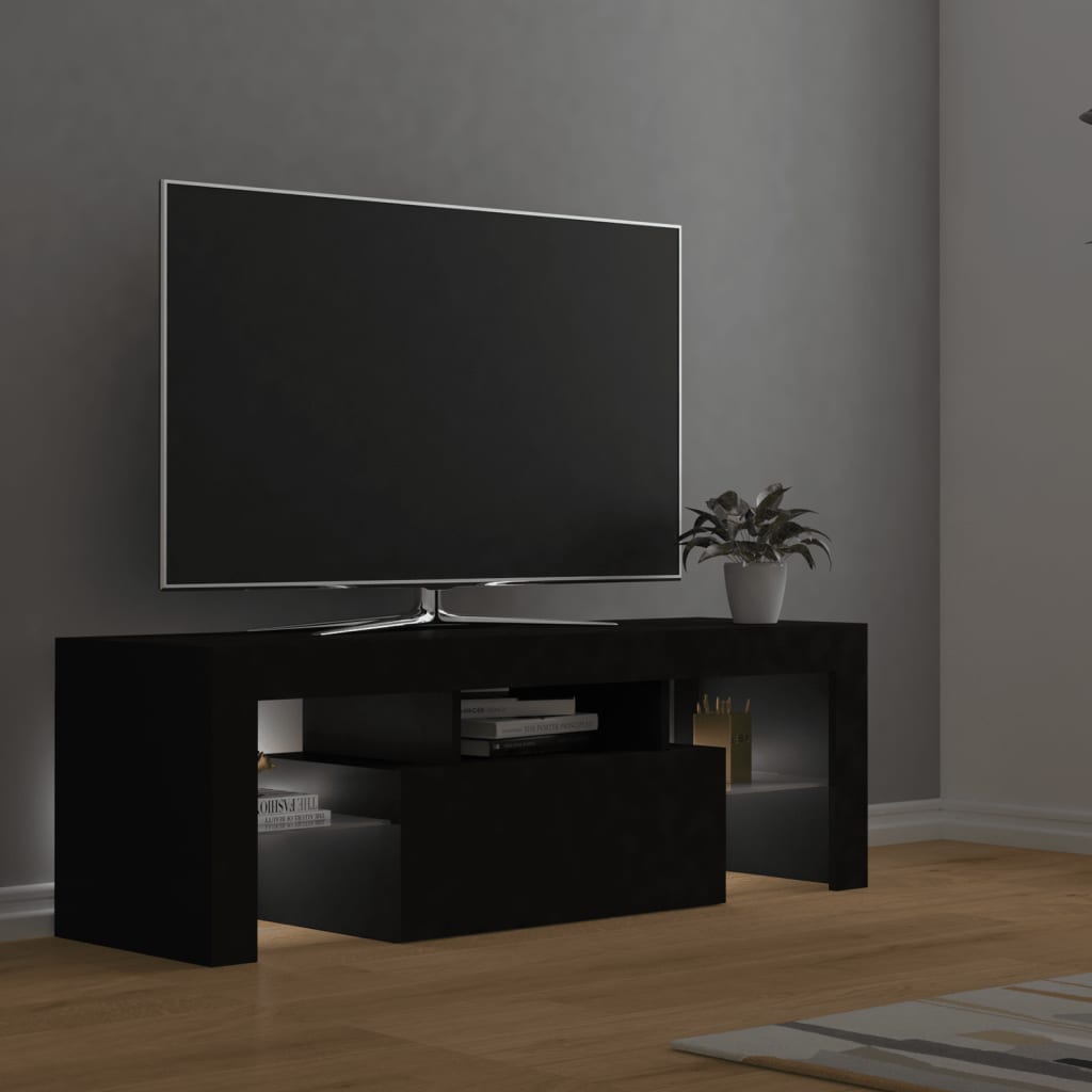 Fekete tv-szekrény led-lámpákkal 120 x 35 x 40 cm Fekete tv-szekrény led-lámpákkal 120 x 35 x 40 cm