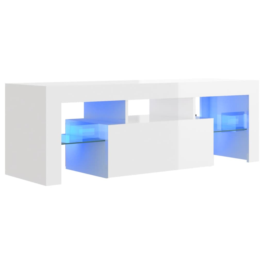 Magasfényű fehér tv-szekrény led-lámpákkal 120 x 35 x 40 cm Magasfényű fehér tv-szekrény led-lámpákkal 120 x 35 x 40 cm