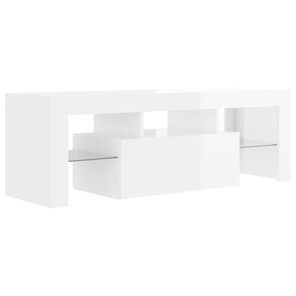Magasfényű fehér tv-szekrény led-lámpákkal 120 x 35 x 40 cm Magasfényű fehér tv-szekrény led-lámpákkal 120 x 35 x 40 cm
