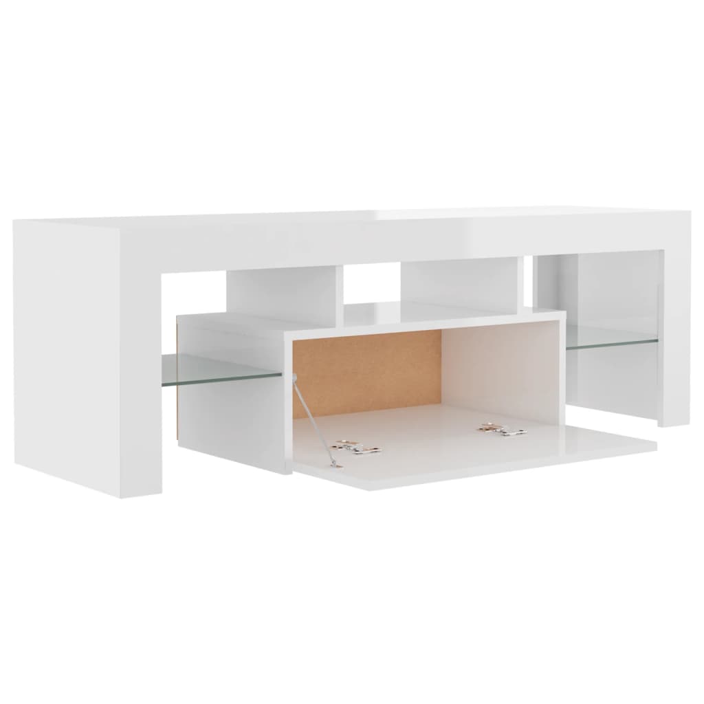 Magasfényű fehér tv-szekrény led-lámpákkal 120 x 35 x 40 cm Magasfényű fehér tv-szekrény led-lámpákkal 120 x 35 x 40 cm
